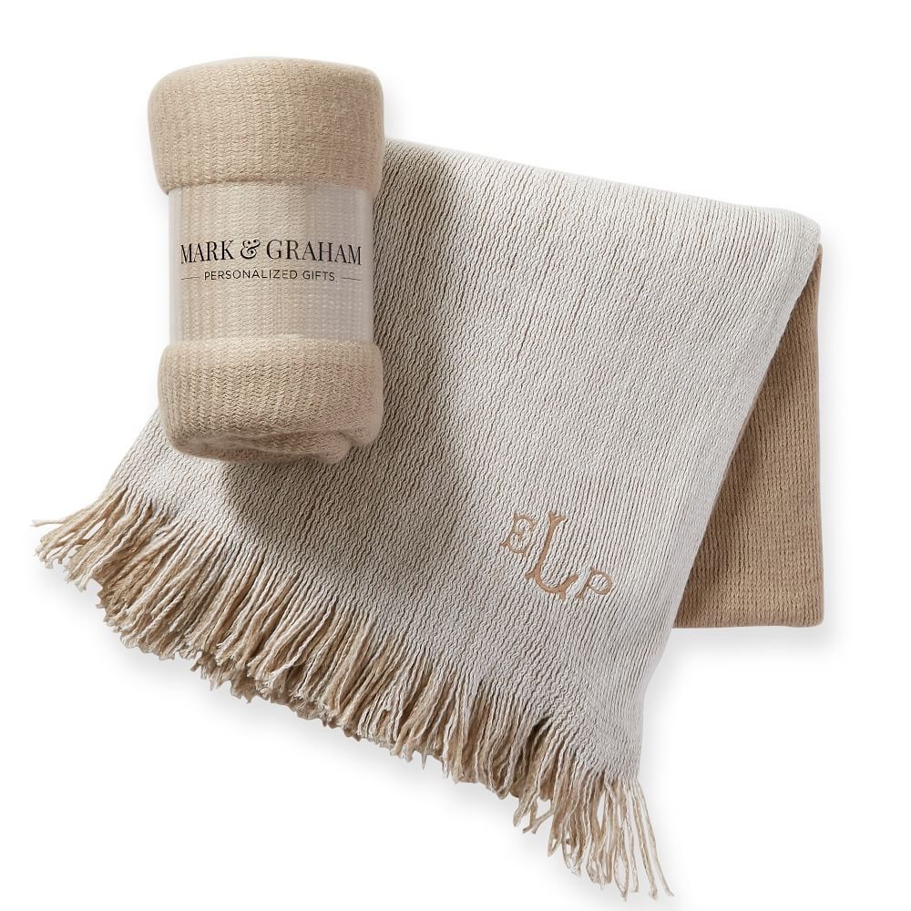 New Mark & Graham throw beige super soft 50 x 60